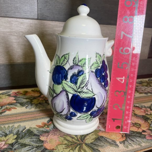 Vintage Italian Fruit Teapot Pottery Ceramic Italian Tea - Picture 6 of 7